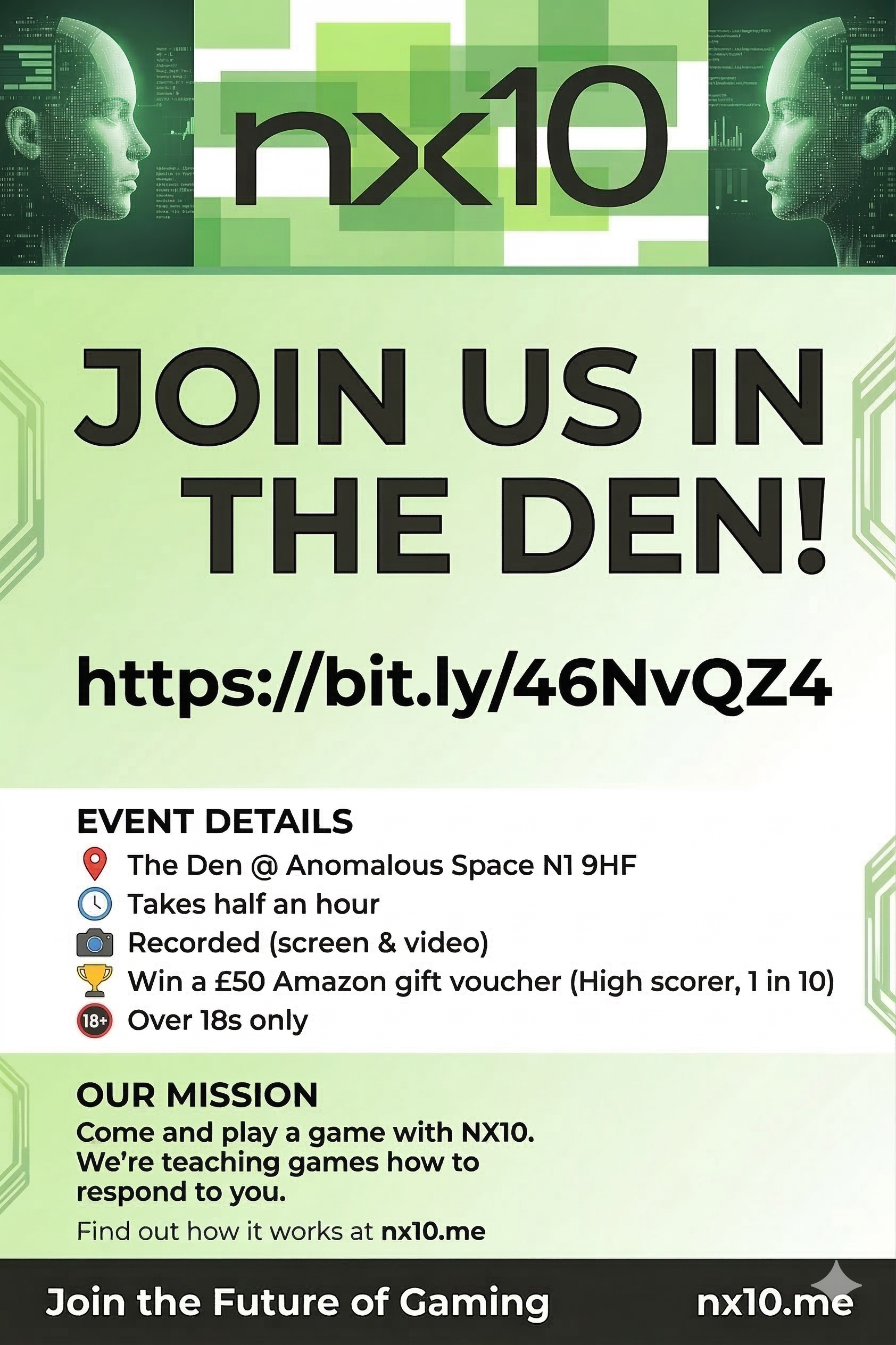 NX10 AI experiment testing session at AnomalousSpace in Islington London